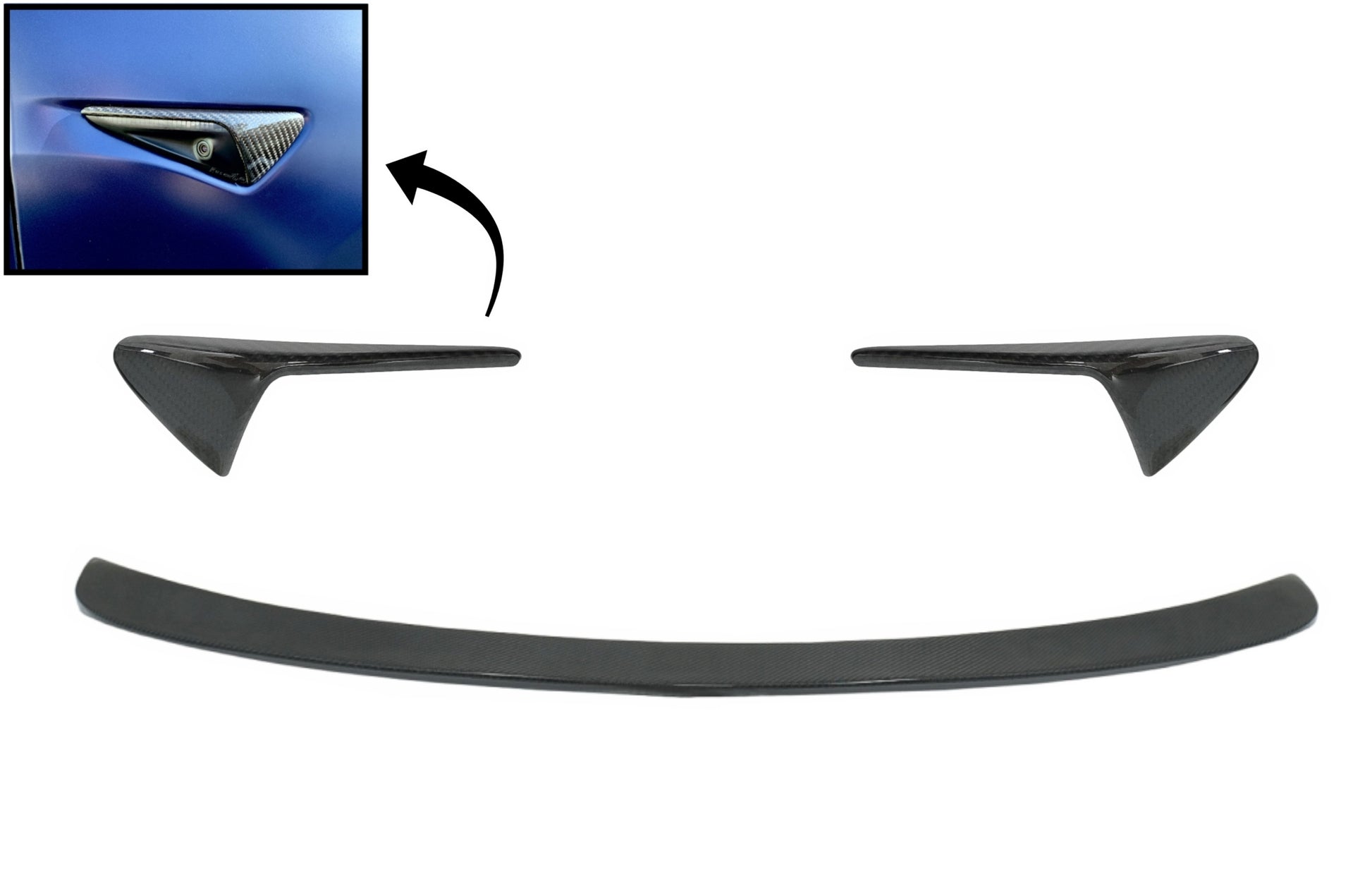 Kofferraumspoiler für Tesla Model S 16+ Blinklicht Abdeckungen Echter Kohlenstoff CarPartsTuning