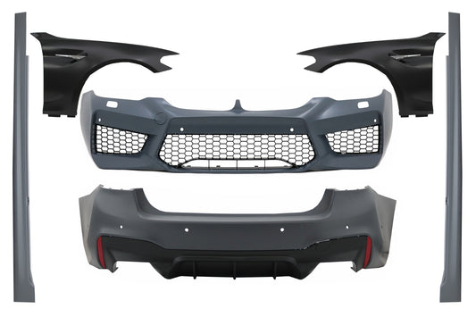 Komplett Bodykit mit Vordere Kotflügel Chrom für BMW 5er G30 2017+ M5 Look CarPartsTuning