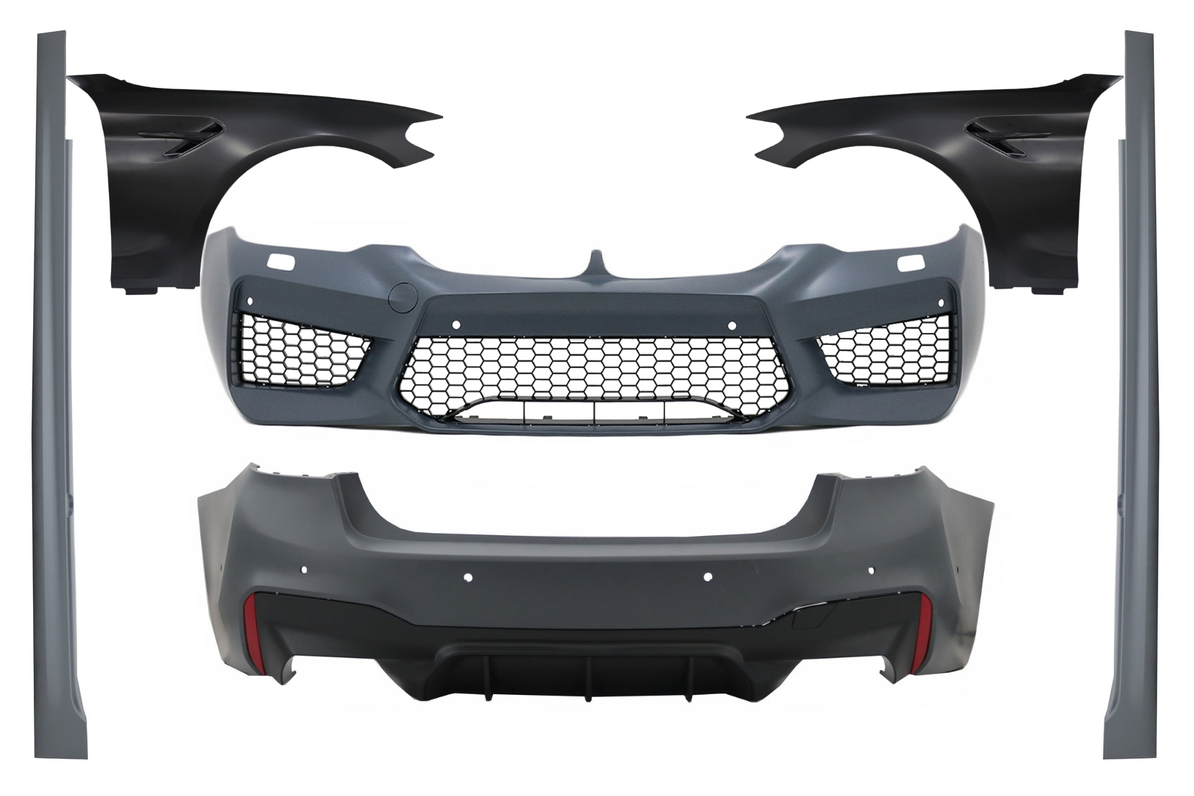 Bodykit mit Vordere Kotflügel Schwarz für BMW 5er G30 2017+ M5 Look CarPartsTuning