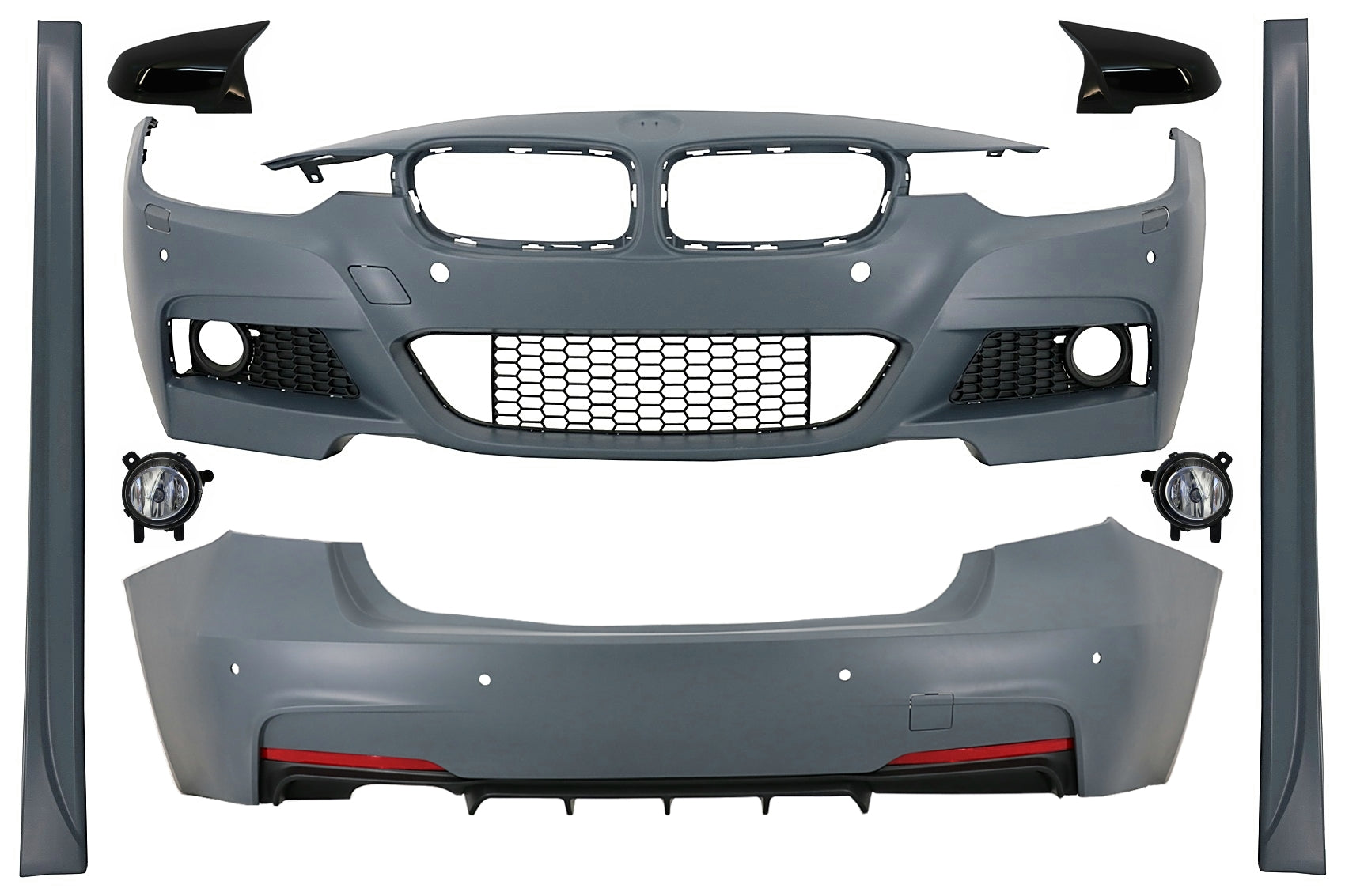 Bodykit für BMW 3 F30 11-19 M-Technik Look Nebelleuchte Projektoren Spiegel Abdeckungen CarPartsTuning
