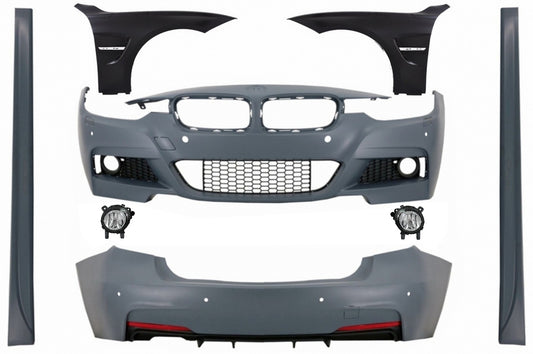 Bodykit für BMW 3er F30 11-19 Stoßstange Nebellichter Kotflügel M-Technik Look CarPartsTuning