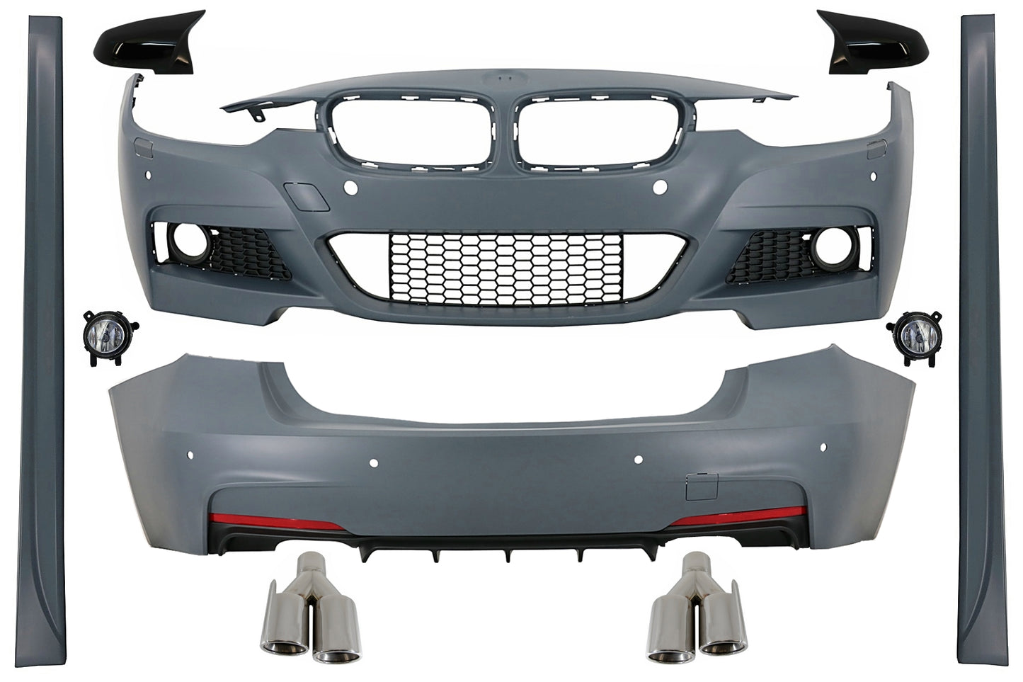 Bodykit für BMW 3 F30 2011-2019 M-Technik Look Auspuff Spiegelabdeckungen CarPartsTuning