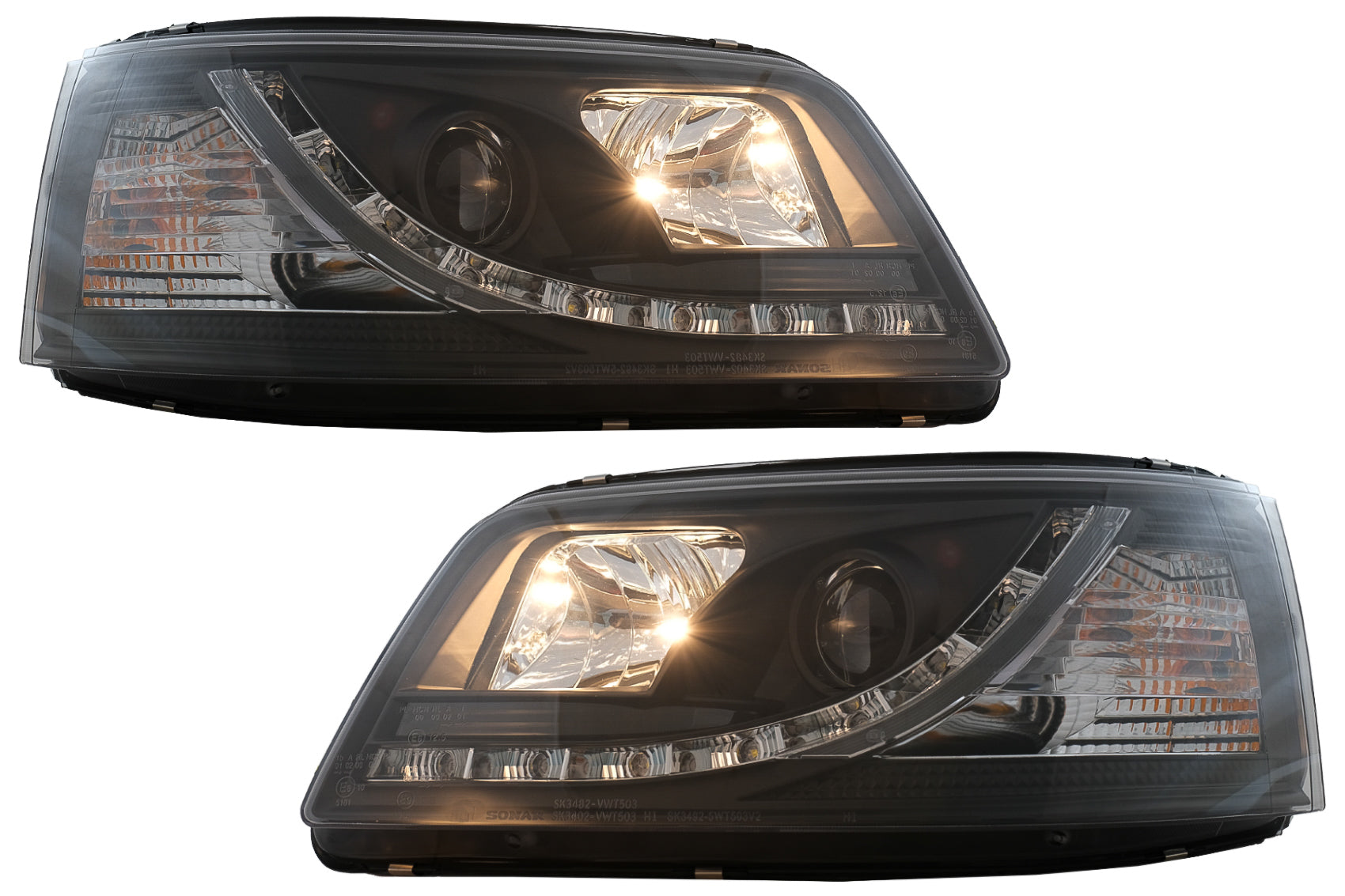 LED Dayline Scheinwerfer für VW Transporter T5 2010-2015 Licht Xenon Look- CarPartsTuning
