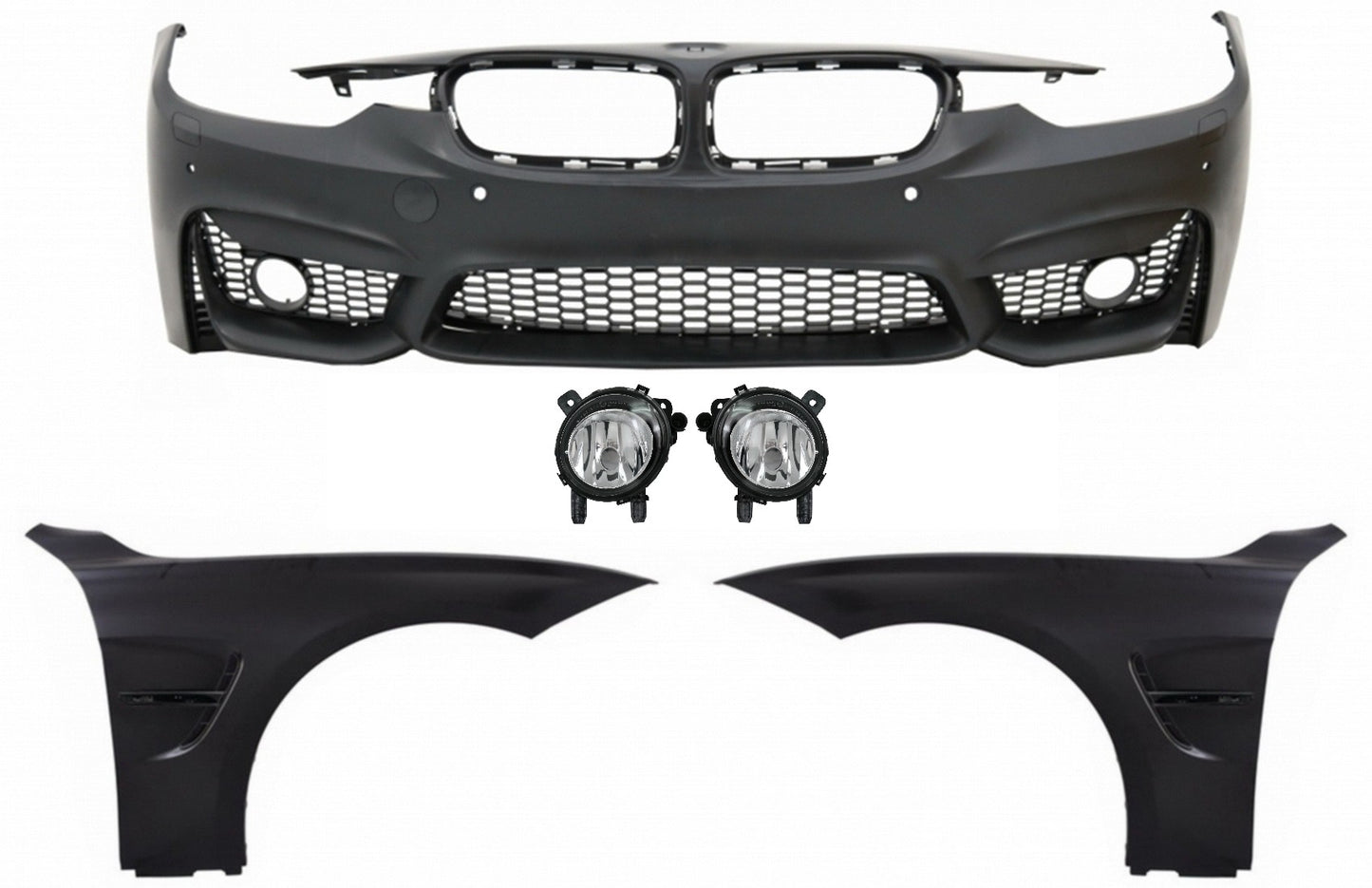 Frontstoßstange Passend Für BMW 3er F30 F31 Non LCI & LCI (2011-2018) Mit Nebelscheinwerferprojektoren Und FrontKotflügeln Im M3 Sport Evo Design KITT