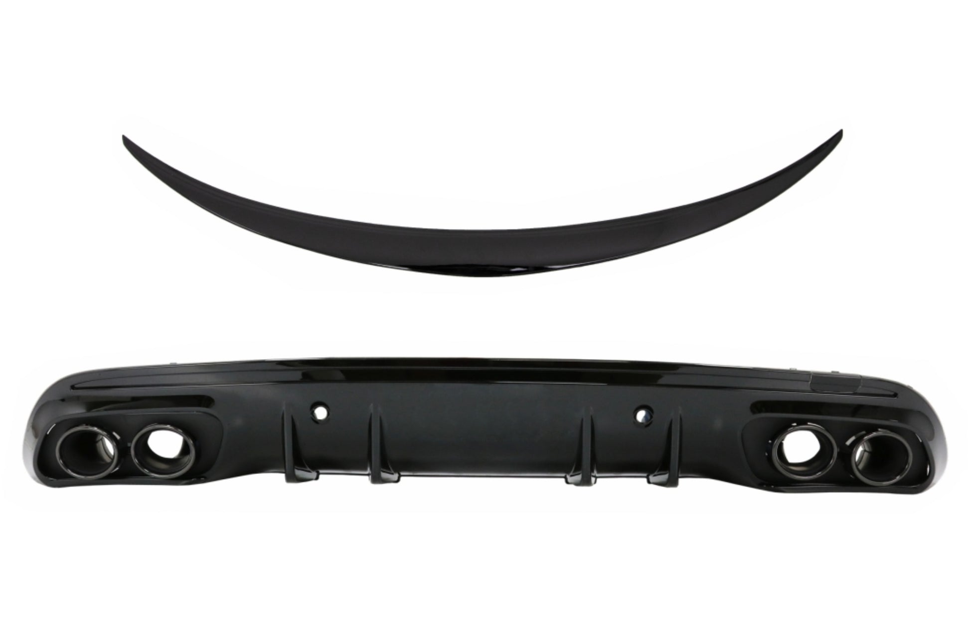 Stoßdämpfer Diffusor Auspuff für Mercedes C W205 14-20 Kofferraum Spoiler Schwarz CarPartsTuning