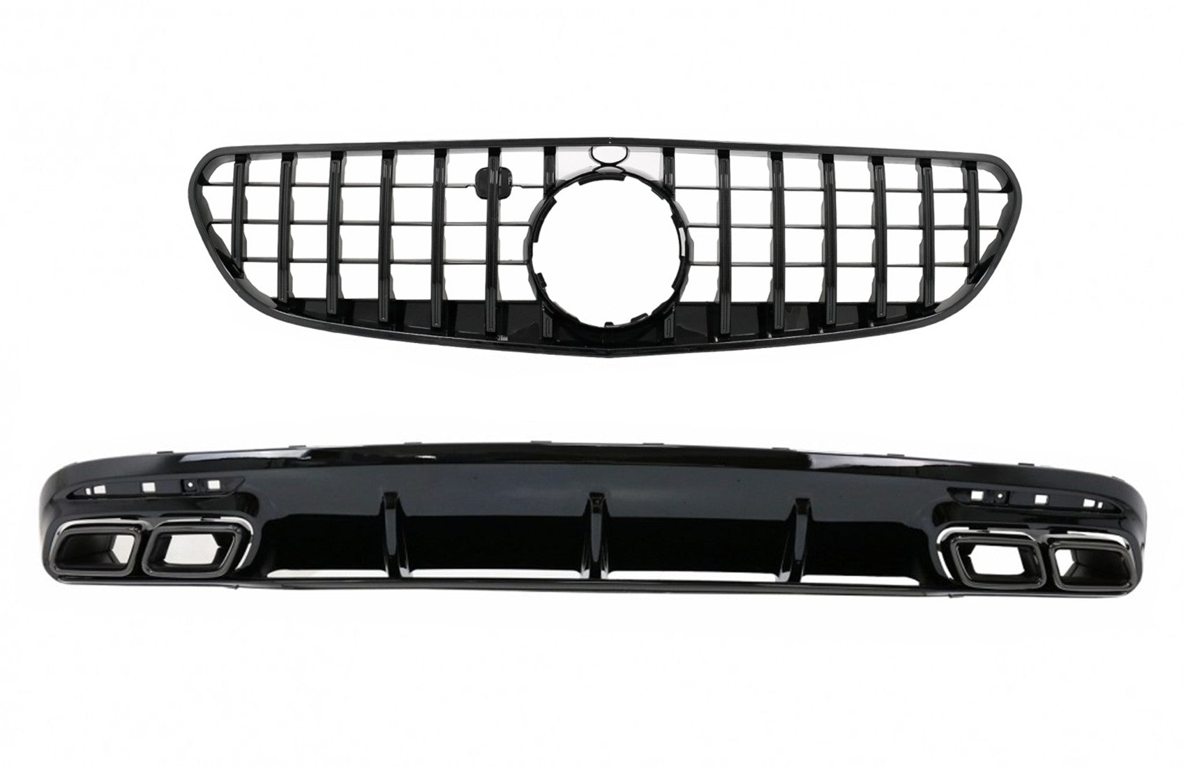 Diffusor für Mercedes S C217 Coupé 18-20 S63 Facelift Look Kühlergrill Schalldämpfer CarPartsTuning