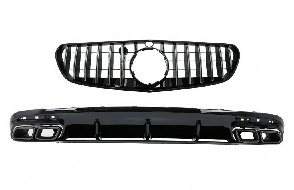 Diffusor für Mercedes S C217 Coupé 18-20 S63 Facelift Look Kühlergrill Schalldämpfer CarPartsTuning