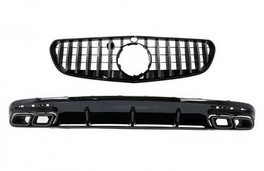 Diffusor für Mercedes S C217 Coupé 18-20 S63 Facelift Look Kühlergrill Schalldämpfer CarPartsTuning