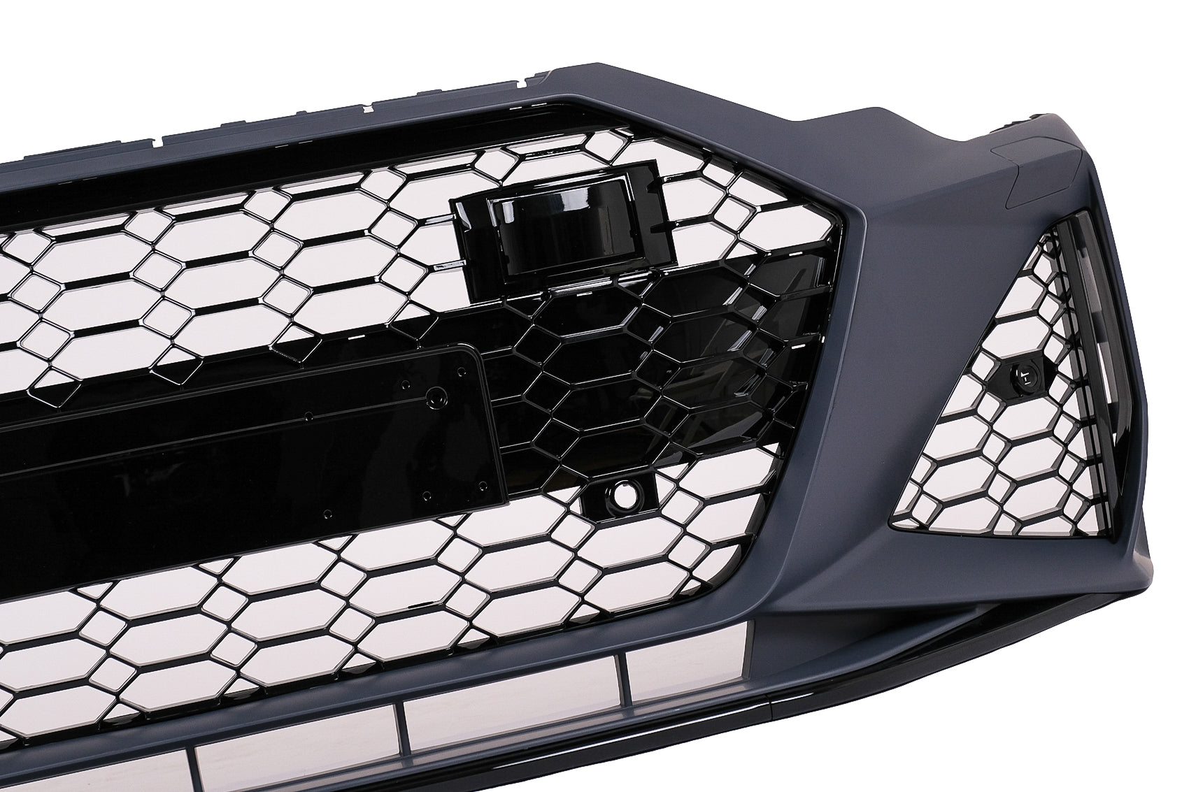 Frontstoßstange für Audi A6 C8 4K 2018+ RS6 Look Zentraler Grill Glänzend schwarz CarPartsTuning