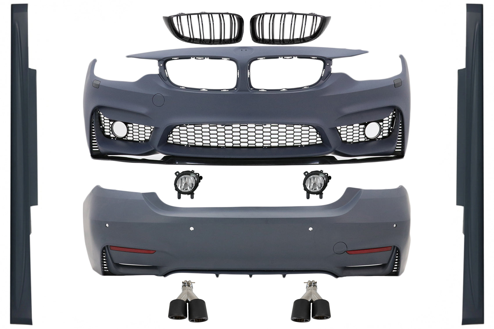 Bodykit für BMW 4 F32 F33 2013-03.2019 M4 Look Gitter Auspuff Tipps Kohlenstoff CarPartsTuning