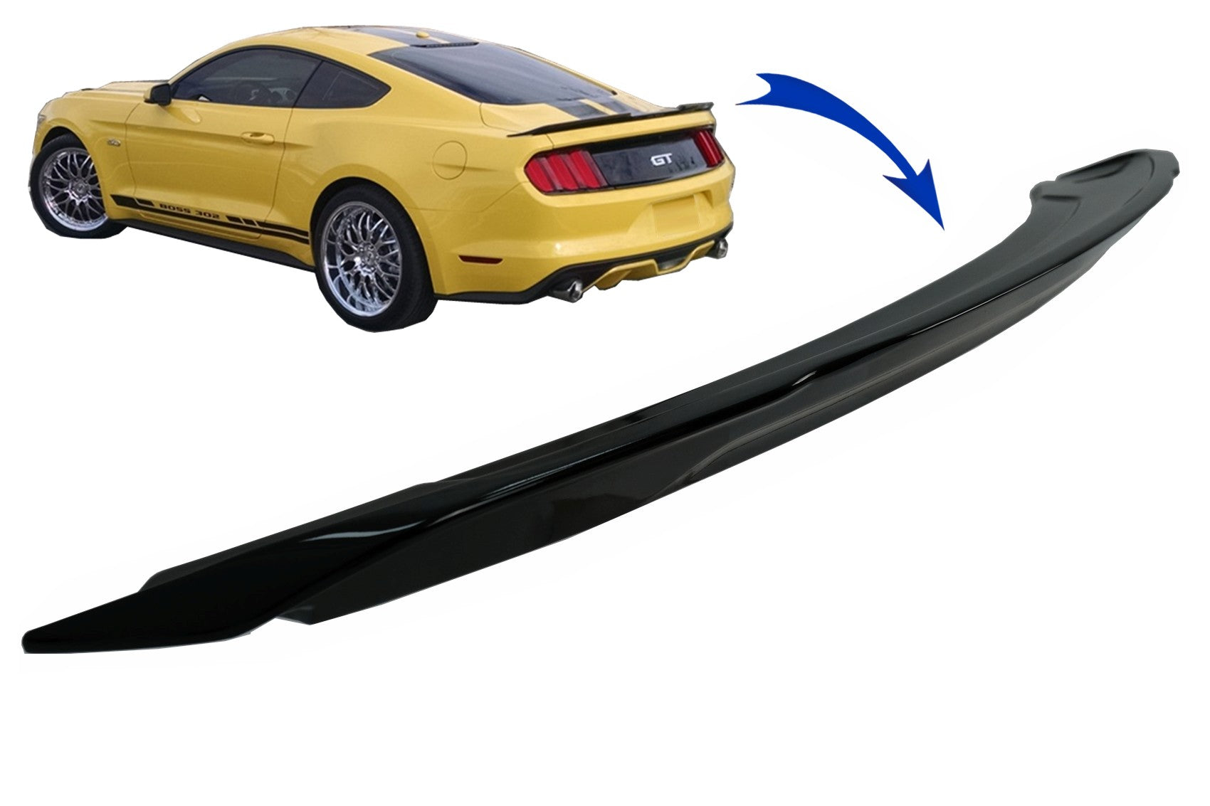 Kofferraumspoiler Passend Für Ford Mustang Mk6 VI Sechste Generation (2015-2020) GT350 Design Piano Schwarz KITT