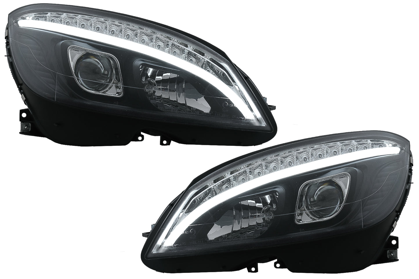 LED Scheinwerfer Röhrenlicht für Mercedes C W204 S204 07-10 Schwarz Dynamisch Lichter CarPartsTuning