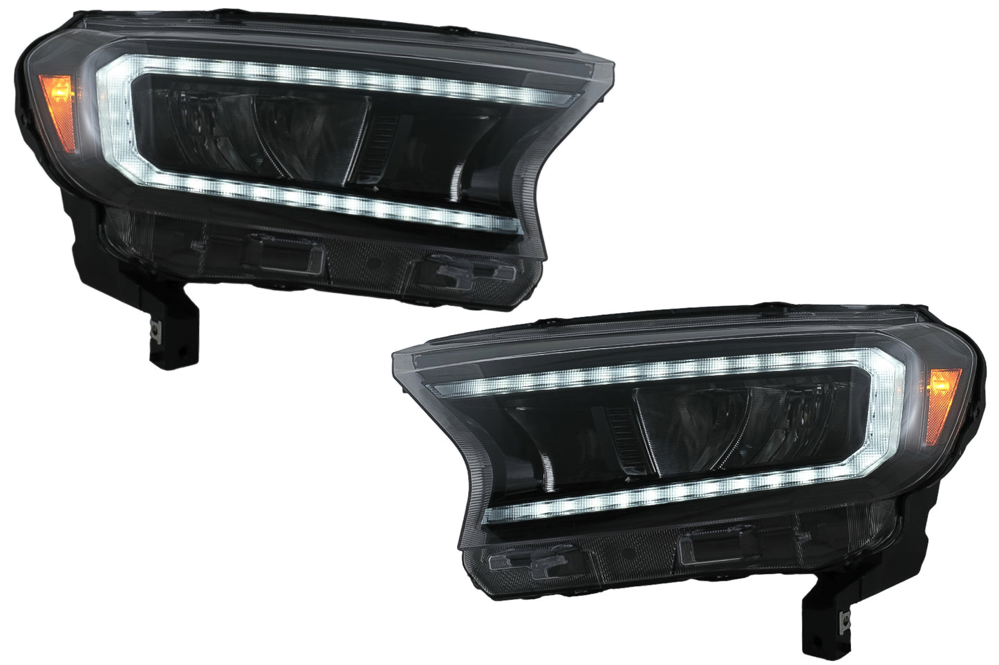 Scheinwerfer LED-Lichtleiste für Ford Ranger 15-20 LHD Voll Schwarzes Gehäuse Dynamisch CarPartsTuning