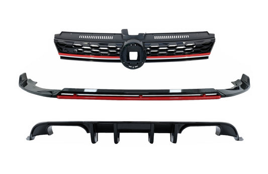 Spoiler Gitter Diffusor für VW Golf 7.5 Facelift 17-20 Glänzend schwarz rot CarPartsTuning