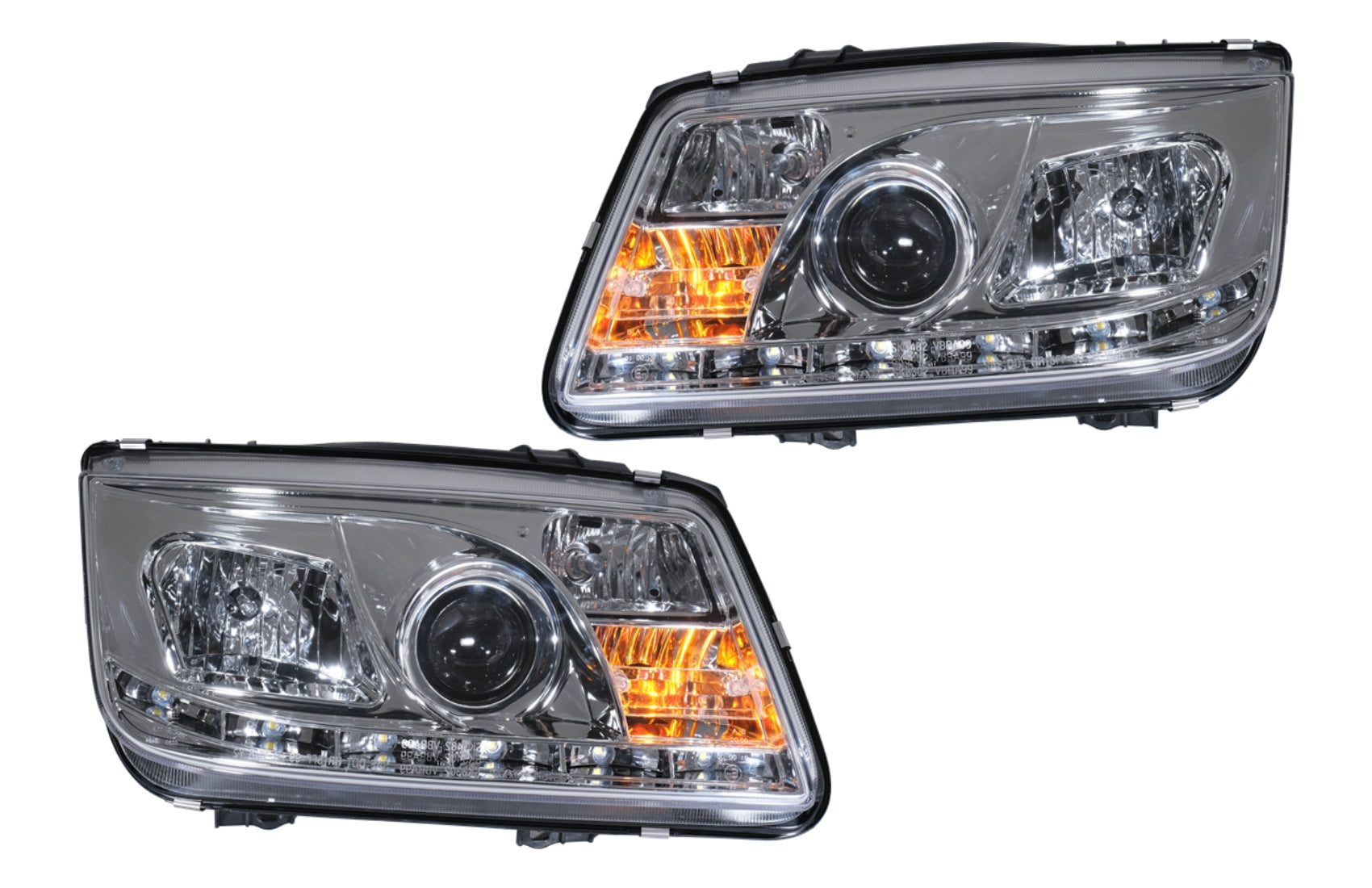 LED TFL Scheinwerfer für VW Bora 09.1998-05.2005 Daylight Chrom CarPartsTuning