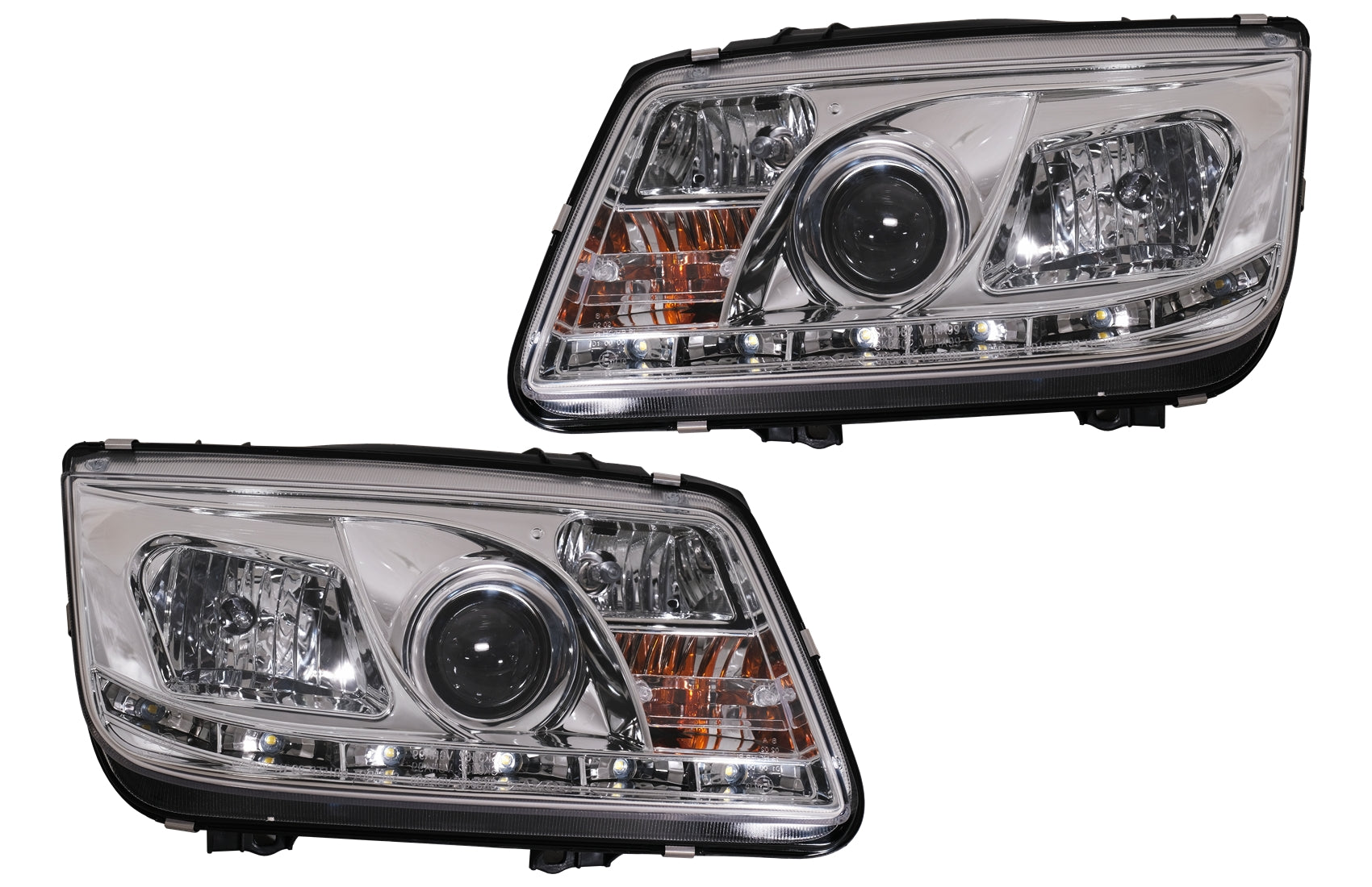 LED TFL Scheinwerfer für VW Bora 09.1998-05.2005 Daylight Chrom CarPartsTuning