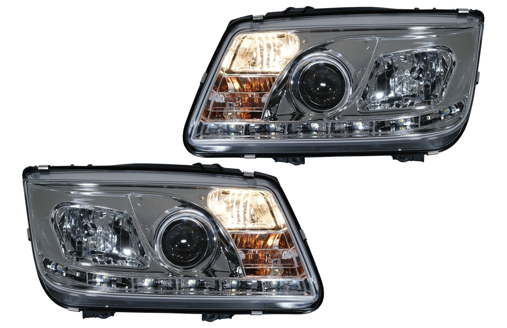LED TFL Scheinwerfer für VW Bora 09.1998-05.2005 Daylight Chrom CarPartsTuning
