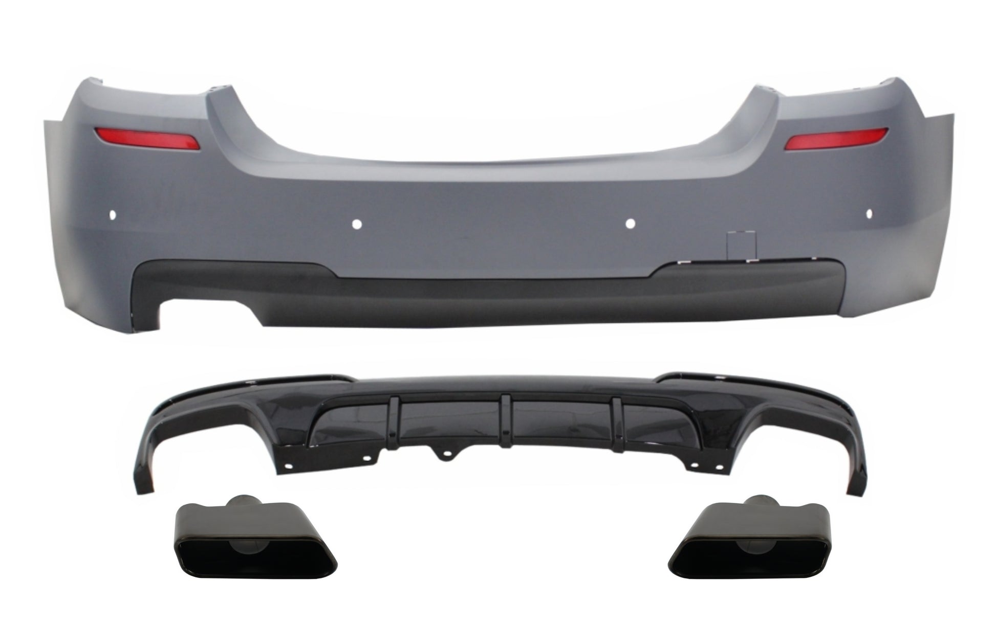 Stoßstange für BMW 5 F10 2011-2017 M-Performance Look Doppelt Auslauf Diffusor & Tipps CarPartsTuning