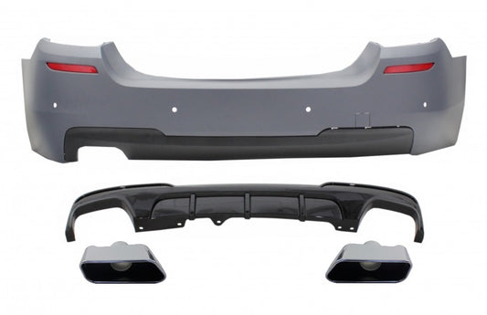 Heckstoßstange für BMW 5 F10 11-17 M-Performance Look Doppelt Diffusor Tipps Chrom CarPartsTuning