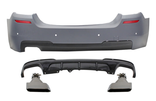Stoßstange für BMW 5 F10 11-17 M-Performance Look Doppelt Diffusor Tipps Aluminium CarPartsTuning