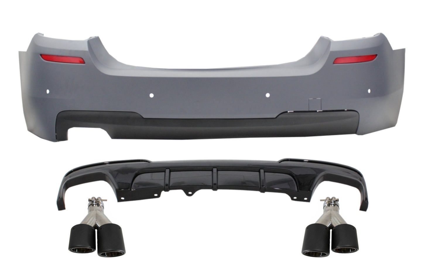Stoßstange für BMW 5 F10 11-17 M-Performance Look Diffusor Dual Zwilling Tipps Kohlenstoff CarPartsTuning