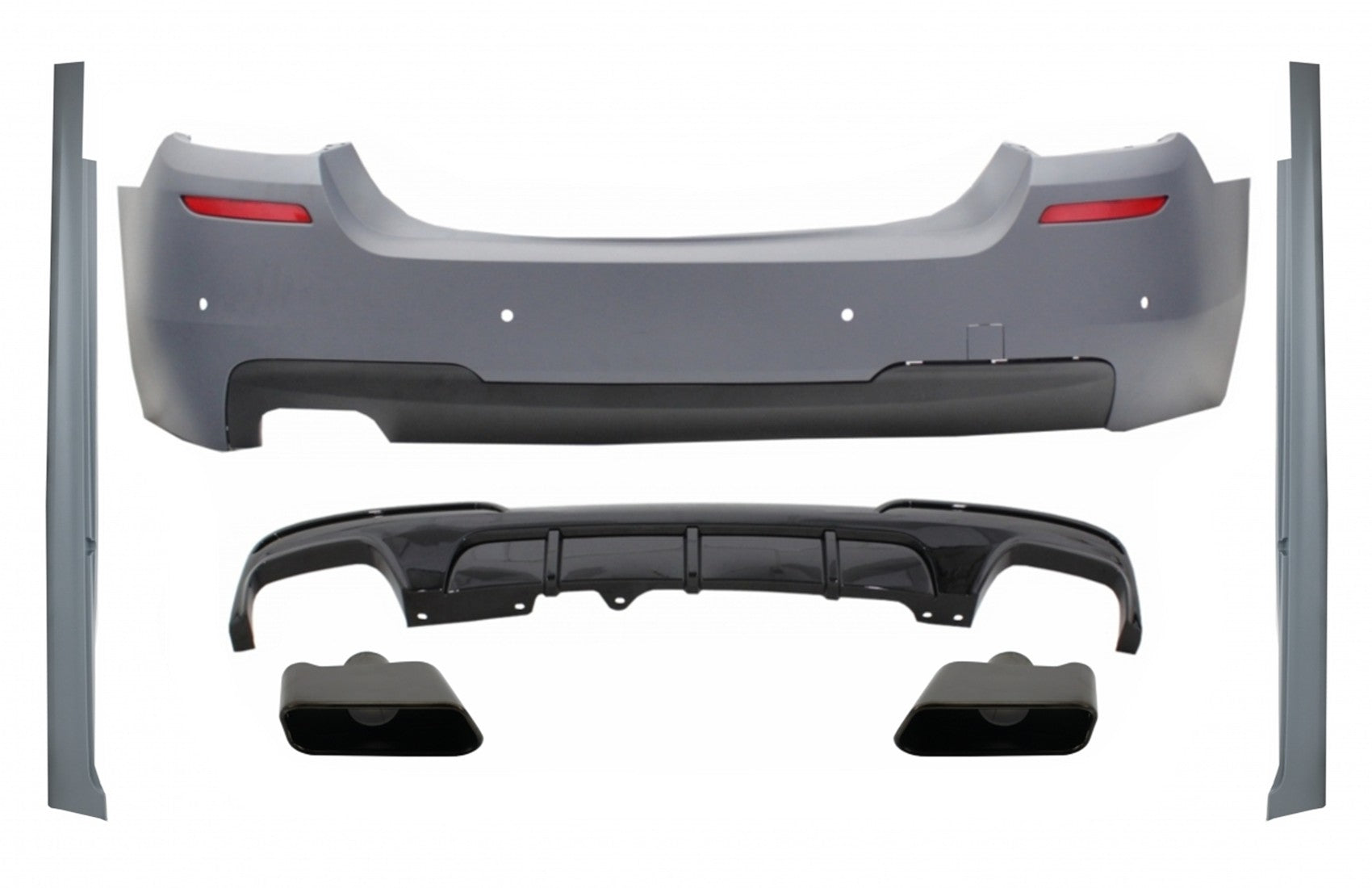 Stoßstange für BMW 5 F10 11-17 M-Performance Look Seitenschweller Diffusor Tipps Schwarz CarPartsTuning