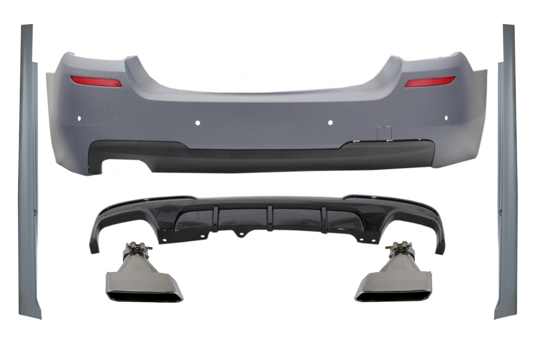 Stoßstange für BMW 5 F10 11-17 M-Performance Look Seitenschweller Diffusor Tipps Aluminium CarPartsTuning
