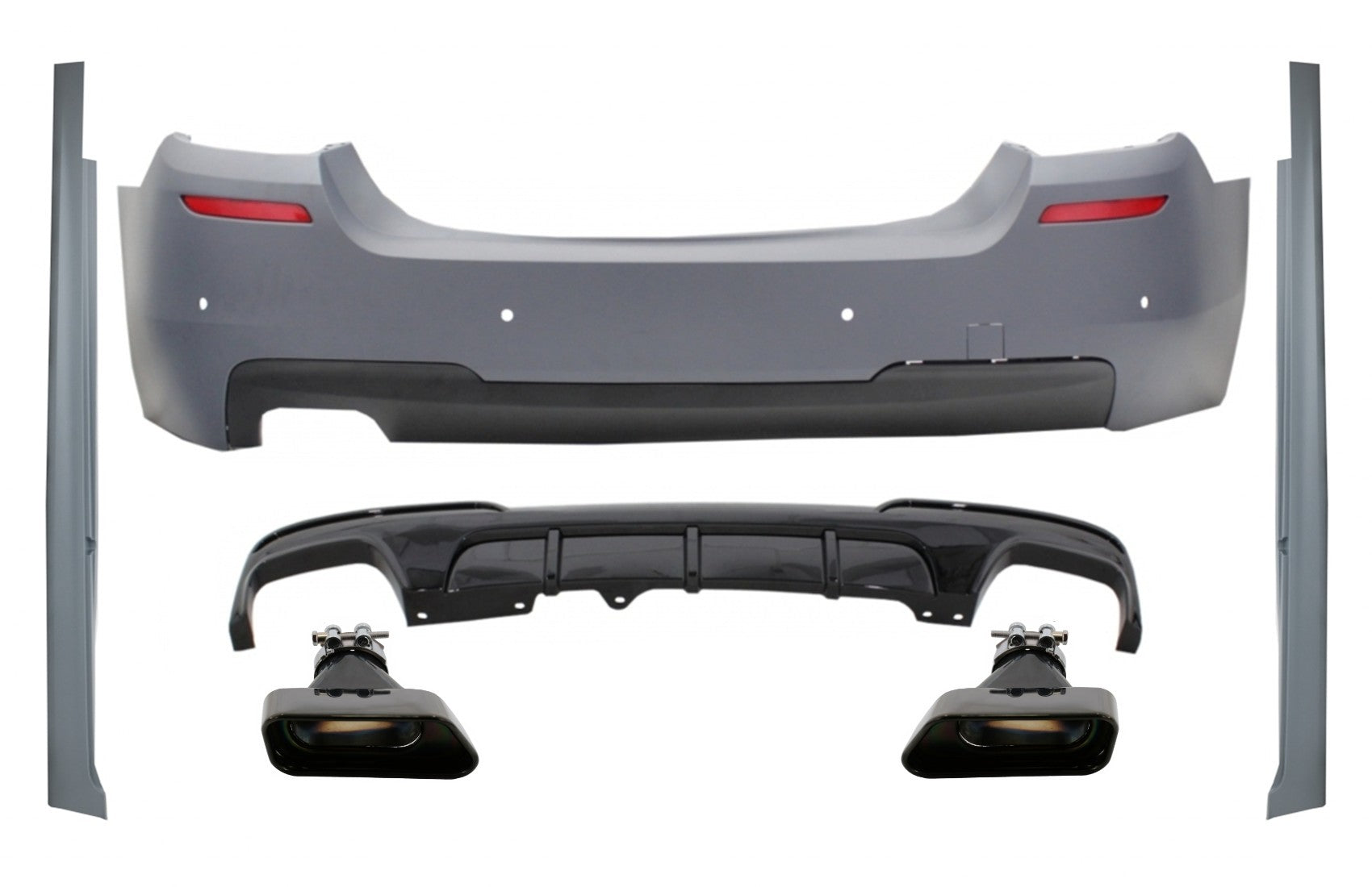 Stoßstange für BMW 5 F10 2011-2017 M-Performance Look Seitenschweller Diffusor Tipps Schwarz CarPartsTuning