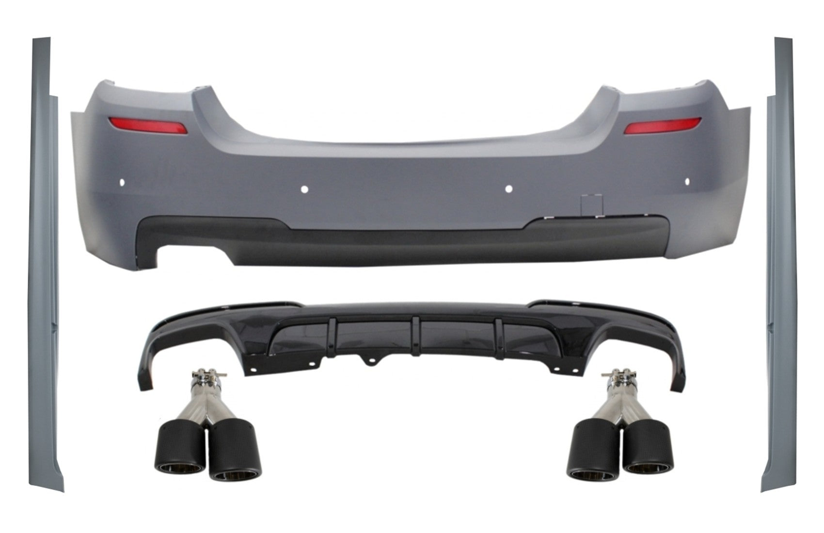 Stoßstange für BMW 5 F10 11-17 M-Performance Look Seitenschweller Diffusor Tipps Kohlenstoff CarPartsTuning