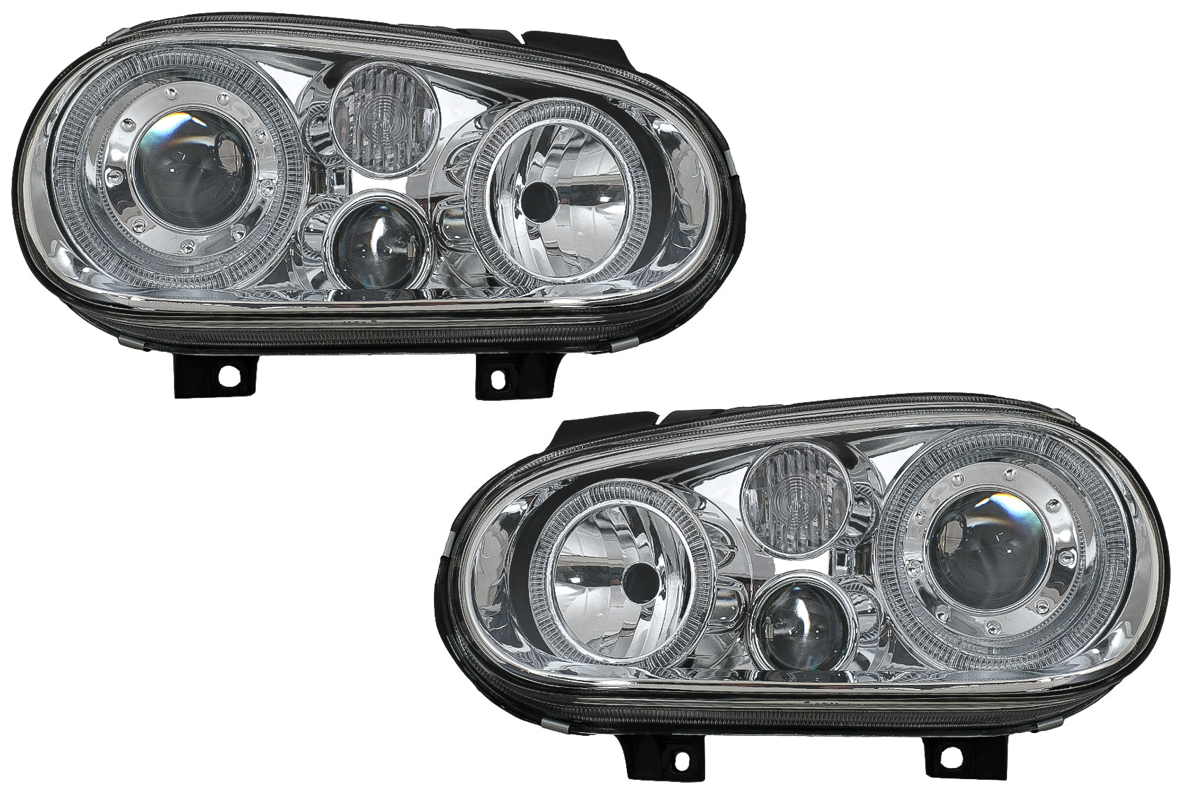 Angel Eyes Scheinwerfer Dual Halo Felgen für VW Golf 4 09.97-09.03 Chrom LHD oder RHD CarPartsTuning