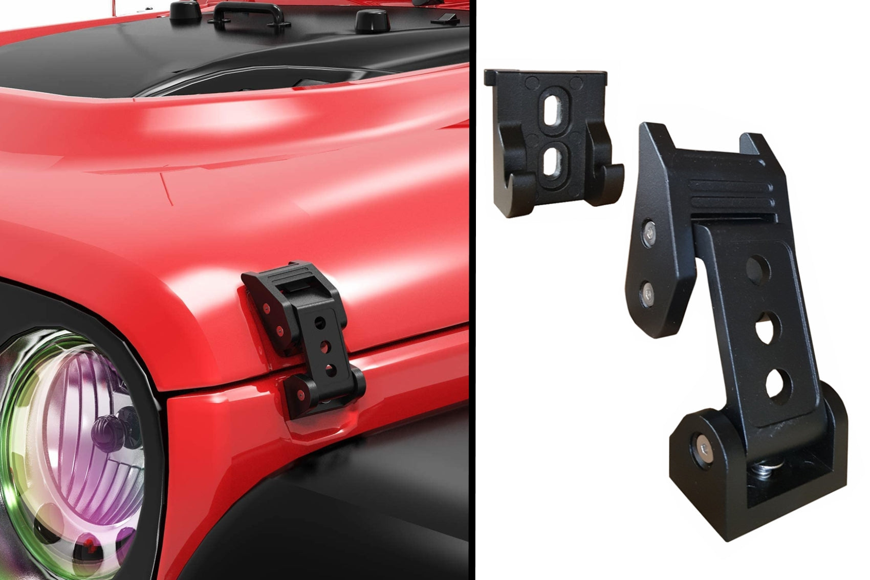 Motorhaubenverriegelungssatz Passend Für Jeep WranGLEr JK JL (2007-2018) Satinschwarzes Finish KITT