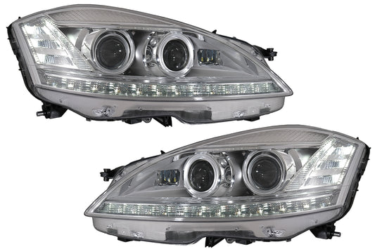LED-Scheinwerfer für Mercedes S W221 2005-2009 Facelift Look Dynamisch Lichter CarPartsTuning