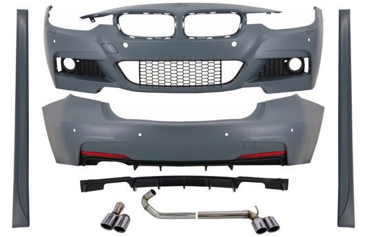 Bodykit Diffusor Doppelt Auspuff Systeme für BMW 3 F30 11-19 M-Performance Look CarPartsTuning
