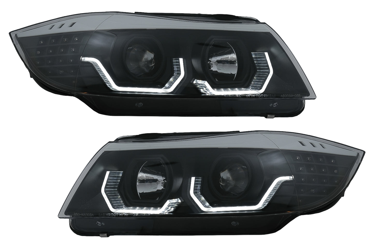3D LED Angel Eyes Scheinwerfer Passend Für BMW 3er E90 Limousine E91 Touring (03.2005-08.2008) LHD Schwarz KITT