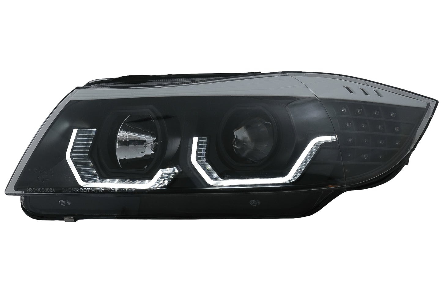3D LED Angel Eyes Scheinwerfer Passend Für BMW 3er E90 Limousine E91 Touring (03.2005-08.2008) LHD Schwarz KITT