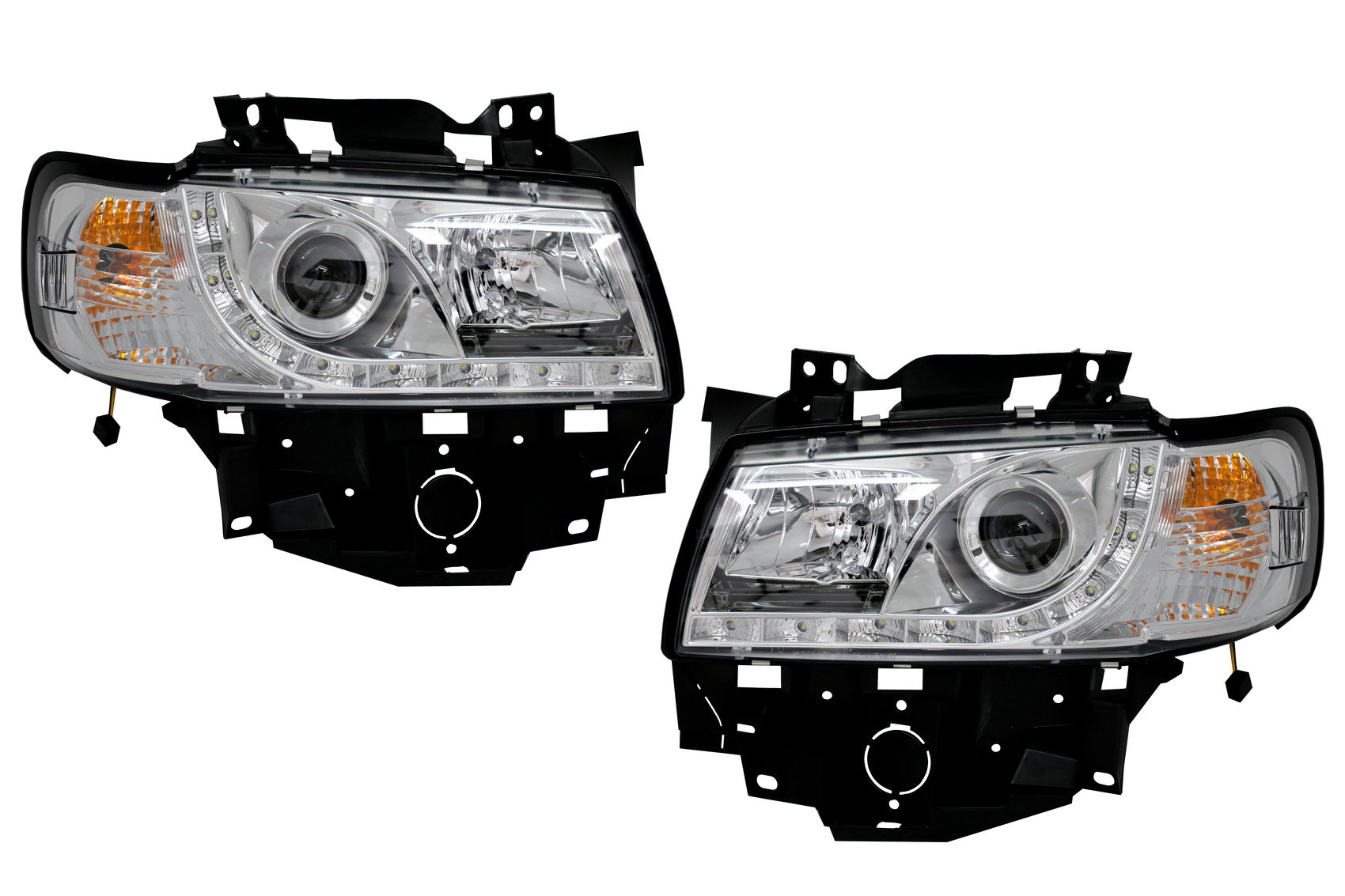Scheinwerfer Daylight für VW T4 Transporter Long Nose 96-03 LED DRL Chrom Carpartstuning Austria