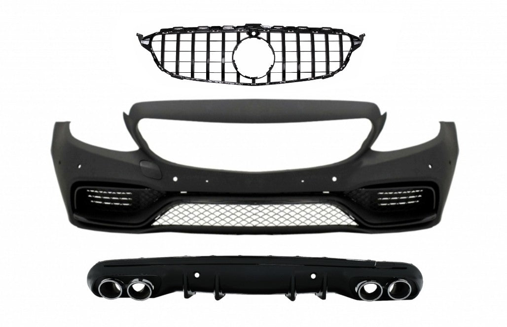 Stoßstange für Mercedes C W205 S205 AMG Sport Line 14-18 Grillspitzen C63 Look CarPartsTuning