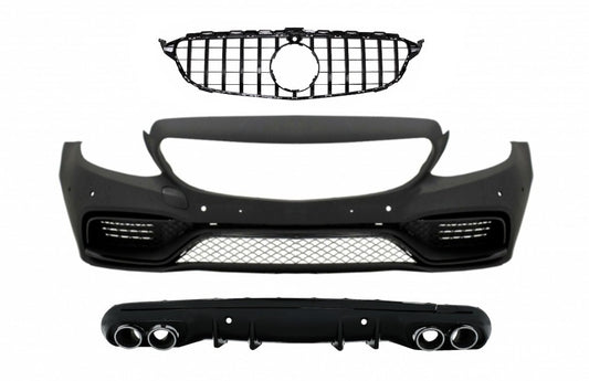 Stoßstange für Mercedes C W205 S205 AMG Sport Line 14-18 Grillspitzen C63 Look CarPartsTuning
