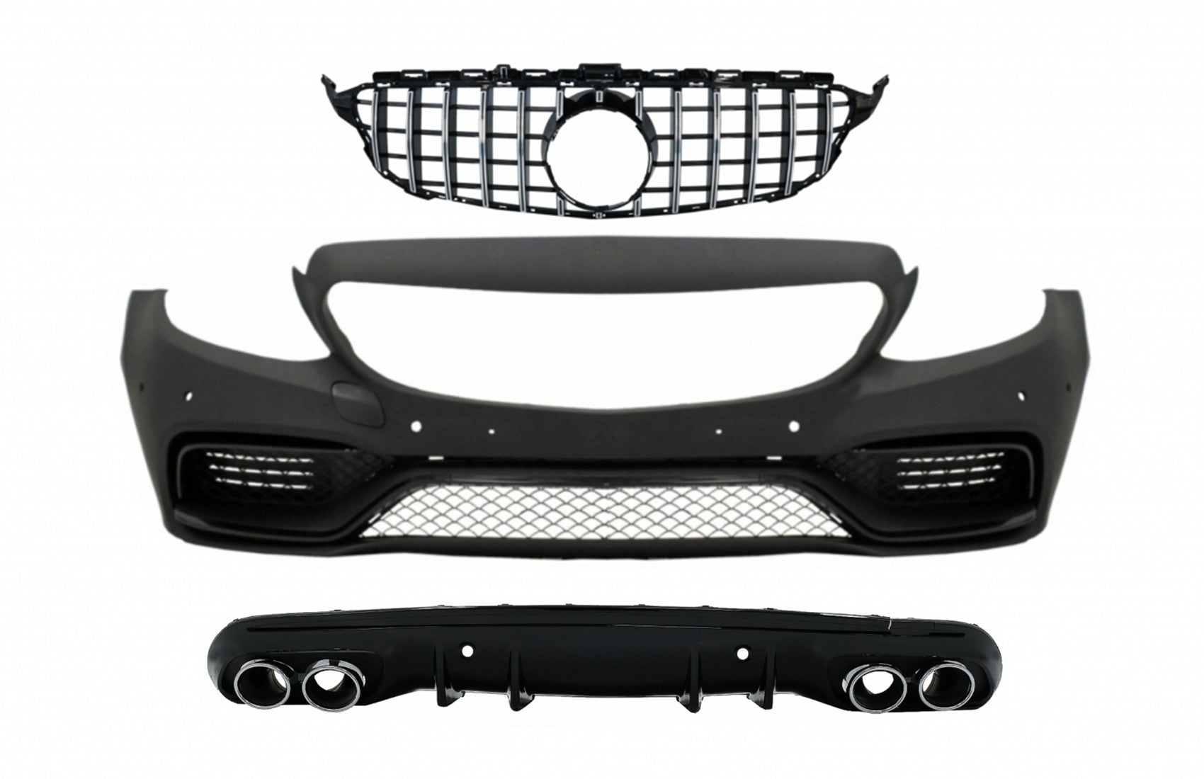 Stoßstange Gitter Ohne Kamera Diffusor Tipps für MERCEDES C W205 S205 14-18 C63 Look CarPartsTuning