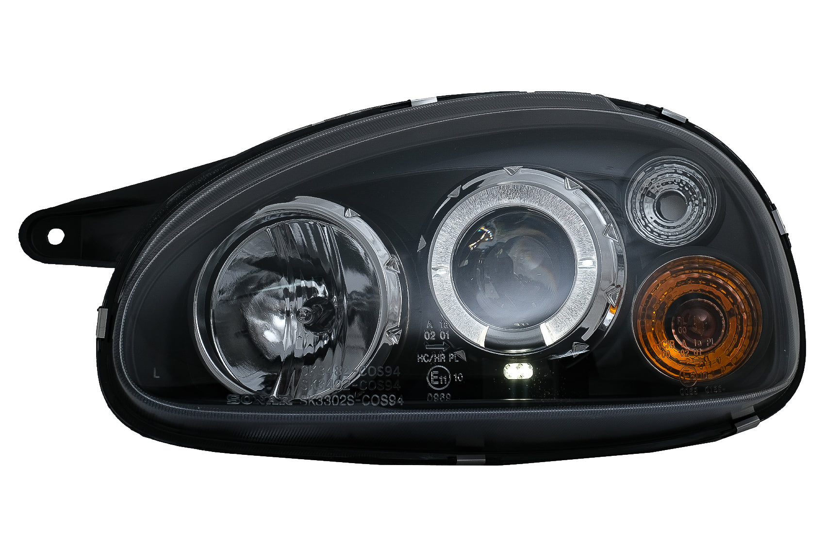 Scheinwerfer Angel Eyes 2 Halo-Felgen für OPEL Corsa D 2006-2014 RHD & LHD Schwarz CarPartsTuning