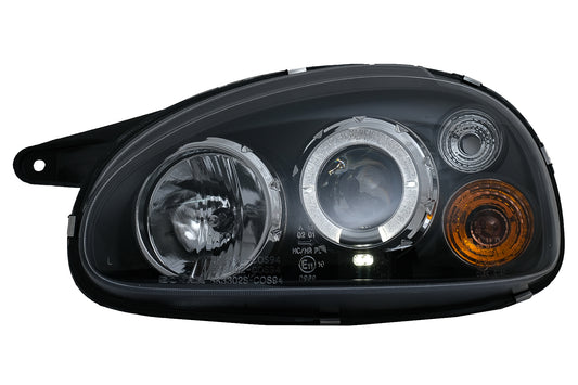 Scheinwerfer Angel Eyes 2 Halo-Felgen für OPEL Corsa D 2006-2014 RHD & LHD Schwarz CarPartsTuning