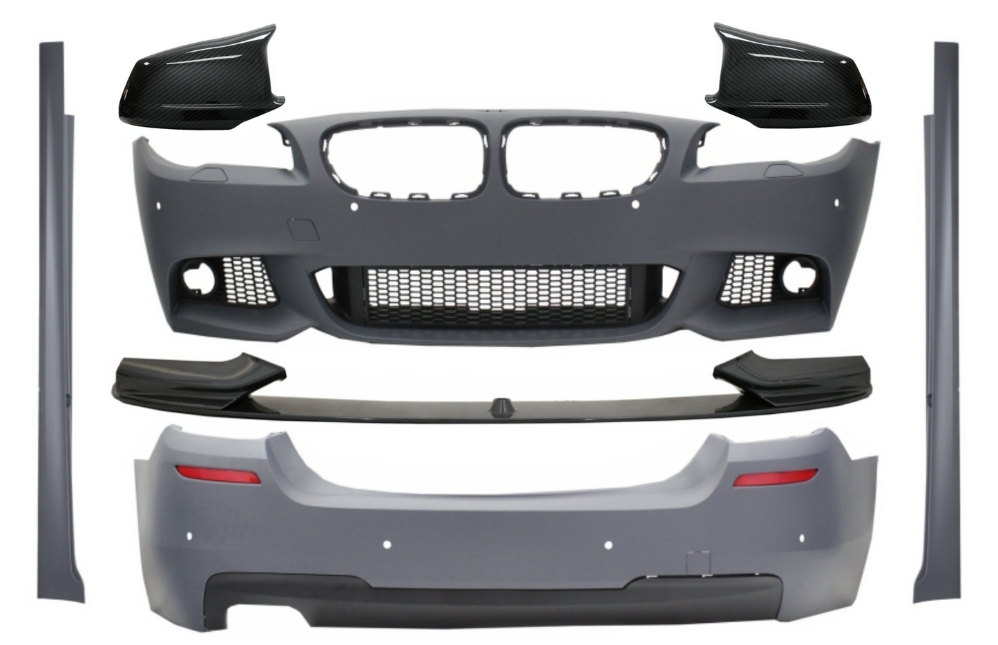 Bodykit Spoiler Lippe Spiegelabdeckungen für BMW 5 F10 Non LCI 2011-2014 M Look Kohlenstoff CarPartsTuning