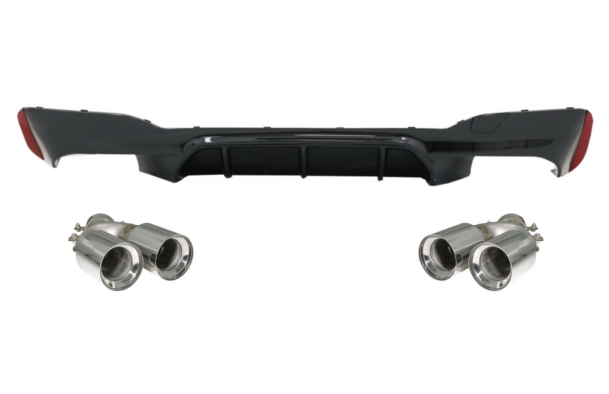 Heckschürze Diffusor Piano Black Mit Auspuffblenden Chrom Passend Für BMW 5er G30 G31 Limousine Touring (2017-2020) M5 Design KITT