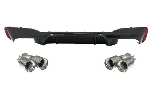 Heckschürze Diffusor Piano Black Mit Auspuffblenden Chrom Passend Für BMW 5er G30 G31 Limousine Touring (2017-2020) M5 Design KITT