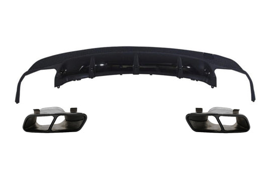 Diffusor Auspuff Tipps Schwarz für Mercedes CLA W117 X117 2013-2018 Sport Pack CarPartsTuning