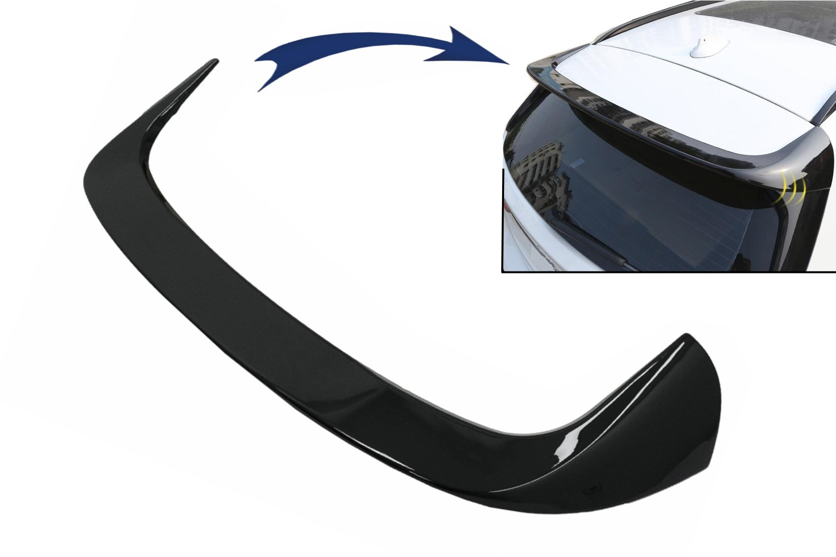 Dachspoilerflügel passend für BMW X1 SUV F48 Pre-LCI (06.2015-2019) AC Style Piano Black KITT