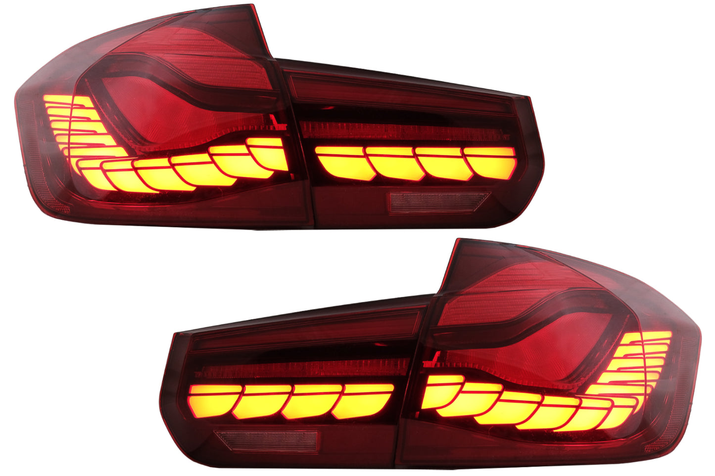 OLED Rückleuchten Umbau Auf M4 Design Passend Für BMW 3er F30 Pre LCI & LCI (2011-2019) F35 F80 Rot Klar Mit Dynamischem Abbiegelicht KITT
