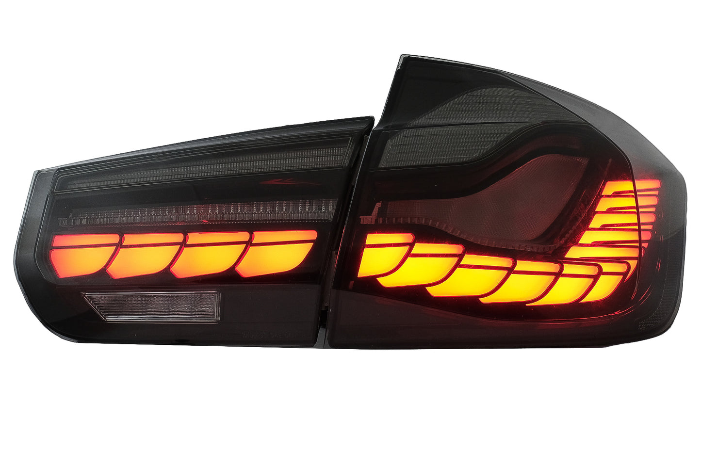 OLED Rückleuchten Umbau Auf M4 Design Passend Für BMW 3er F30 Pre LCI & LCI (2011-2019) F35 F80 Red Smoke Mit Dynamischem Abbiegelicht KITT