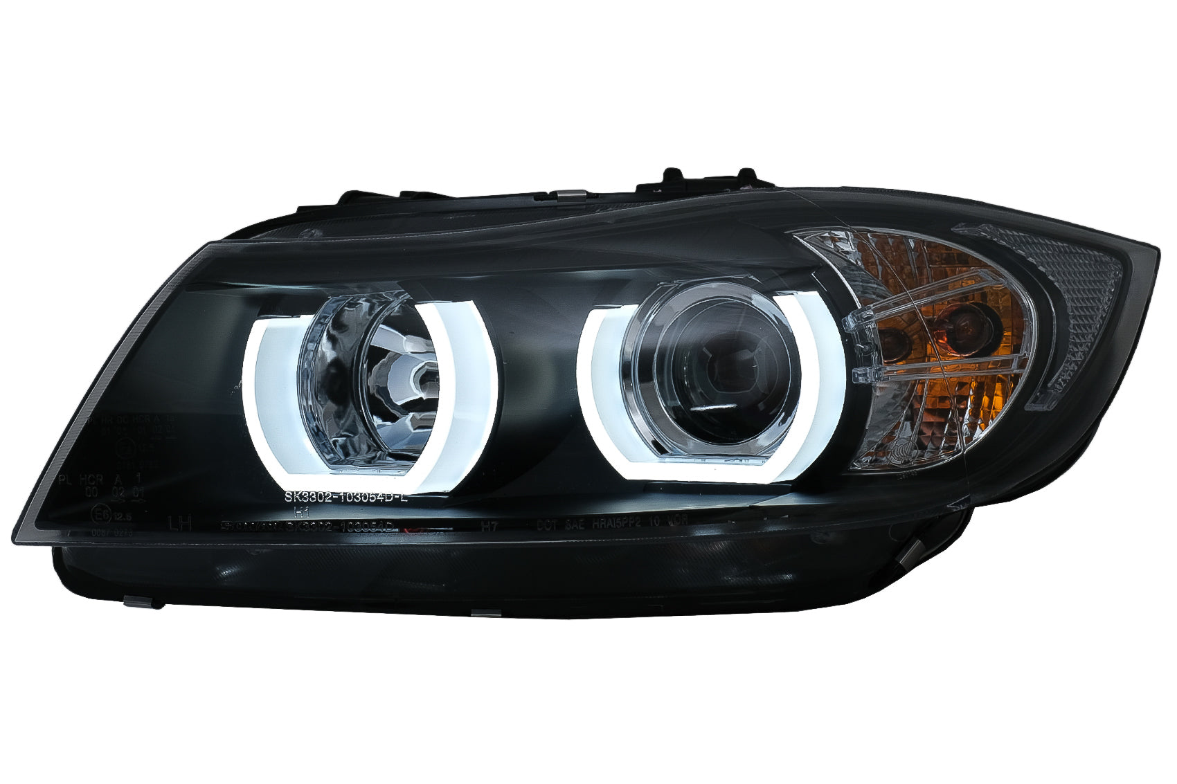 U-LED 3D Scheinwerfer Halogen Passend Für BMW 3er E90 Limousine E91 Touring (03.2005-08.2008) LHD Schwarz KITT Lightning