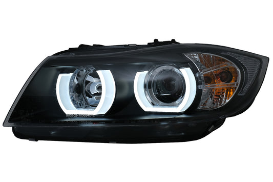 U-LED 3D Scheinwerfer Halogen Passend Für BMW 3er E90 Limousine E91 Touring (03.2005-08.2008) LHD Schwarz KITT Lightning